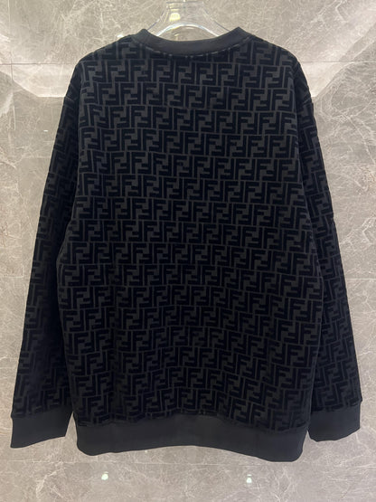 Fendi black fleece sweatshirt with alll-over FF monogram pattern