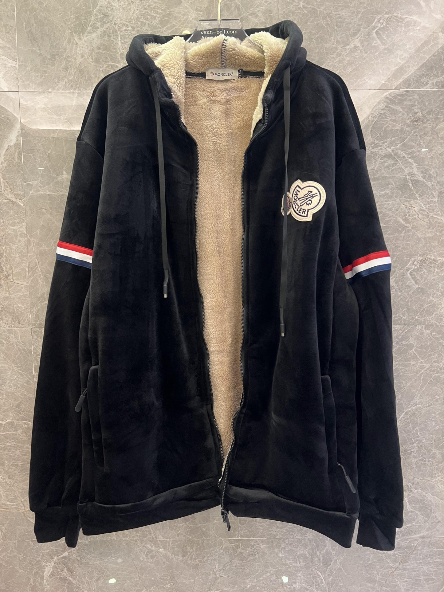 Moncler black velvet hoodie and jogger set