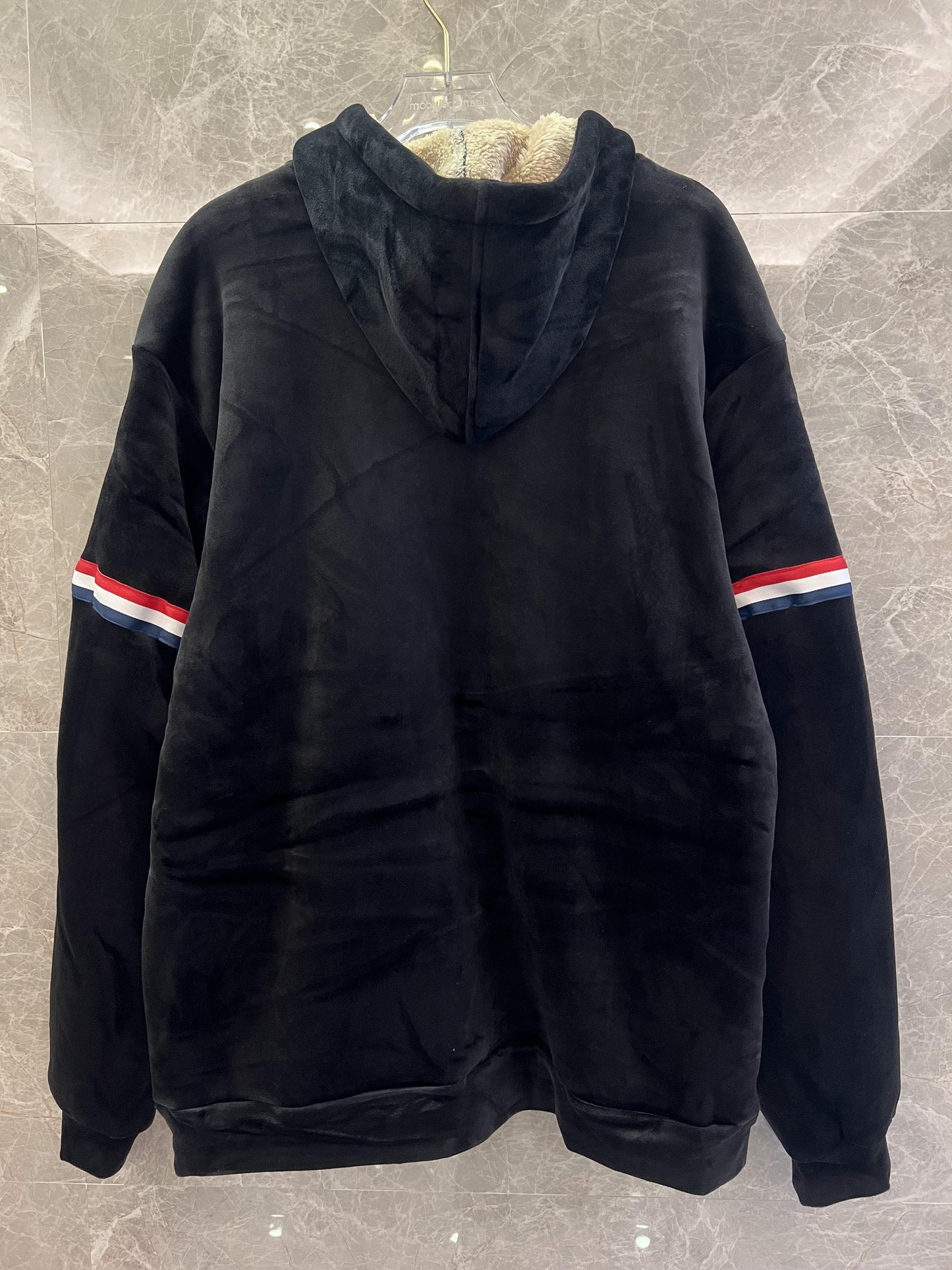 Moncler black velvet hoodie and jogger set