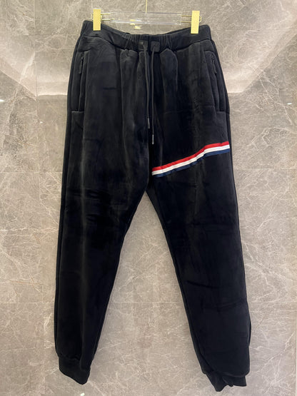 Moncler black velvet hoodie and jogger set