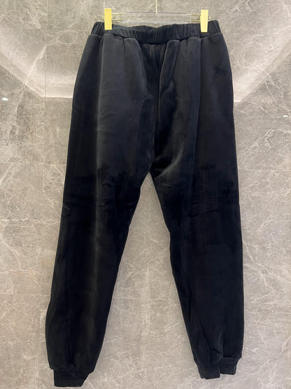 Moncler black velvet hoodie and jogger set