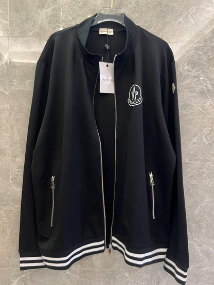 Moncler black track jacket and pants set with white trim