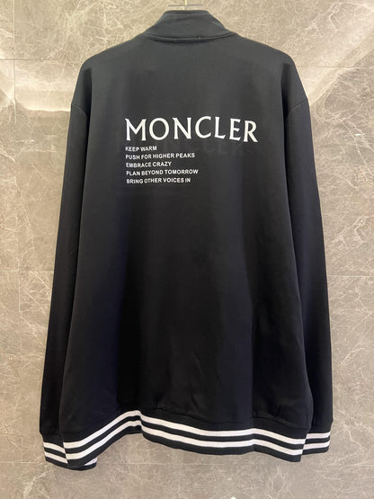 Moncler black track jacket and pants set with white trim