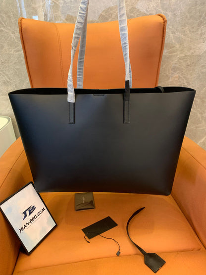 Saint Laurent large shopping tote (with pouch) black