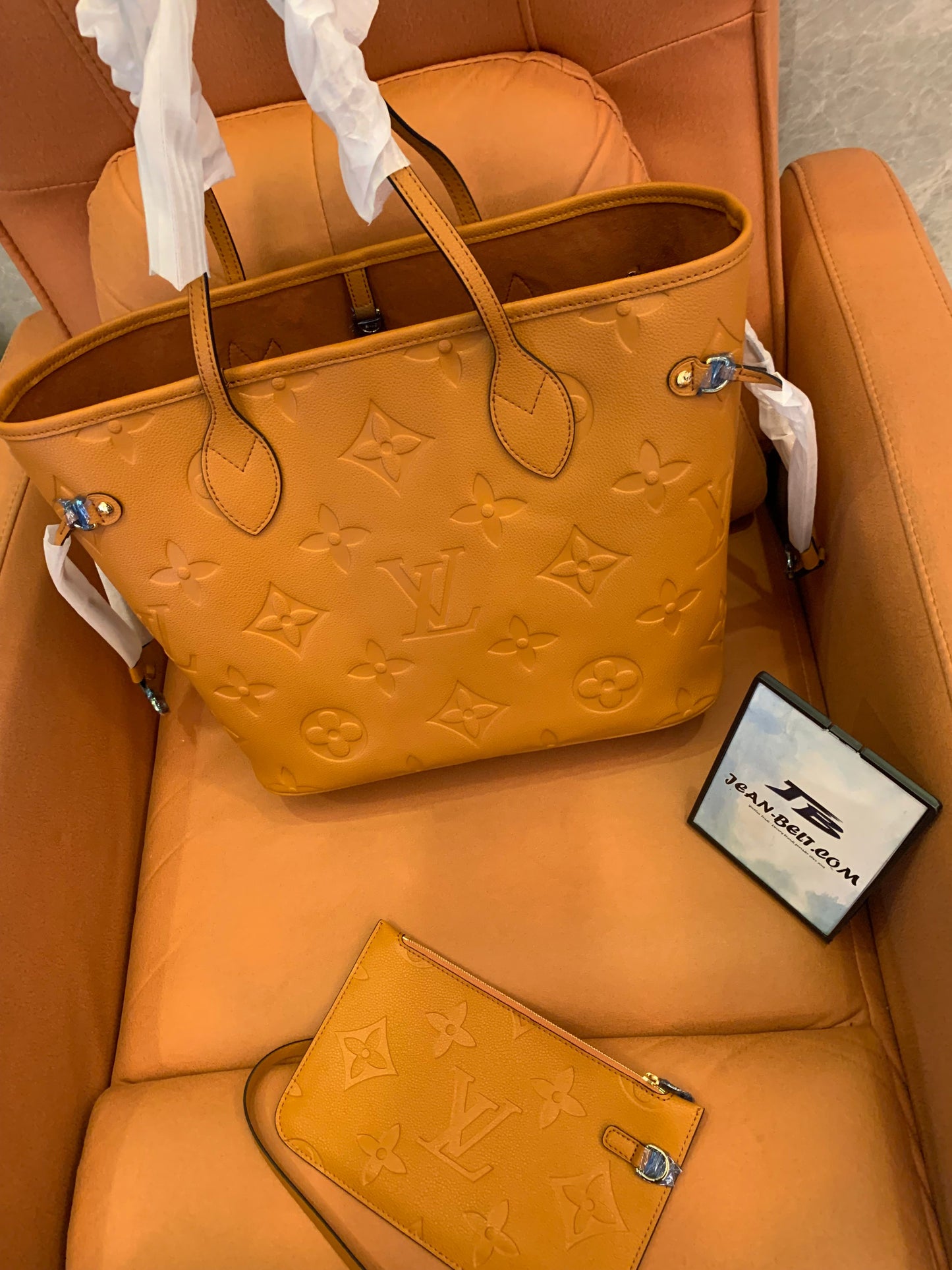 Louis Vuitton empreinte giant neverfull mm cognac limited edition