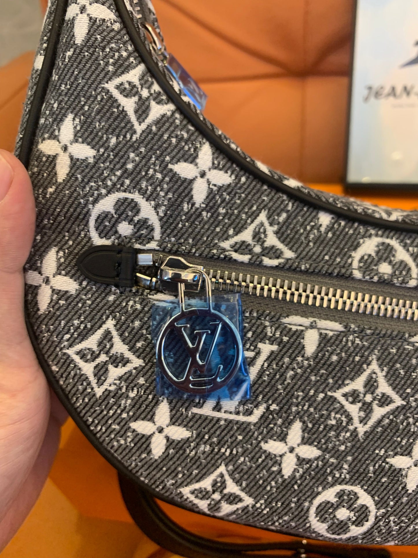 Louis Vuitton loop bag monogram jacquard denim in dark grey