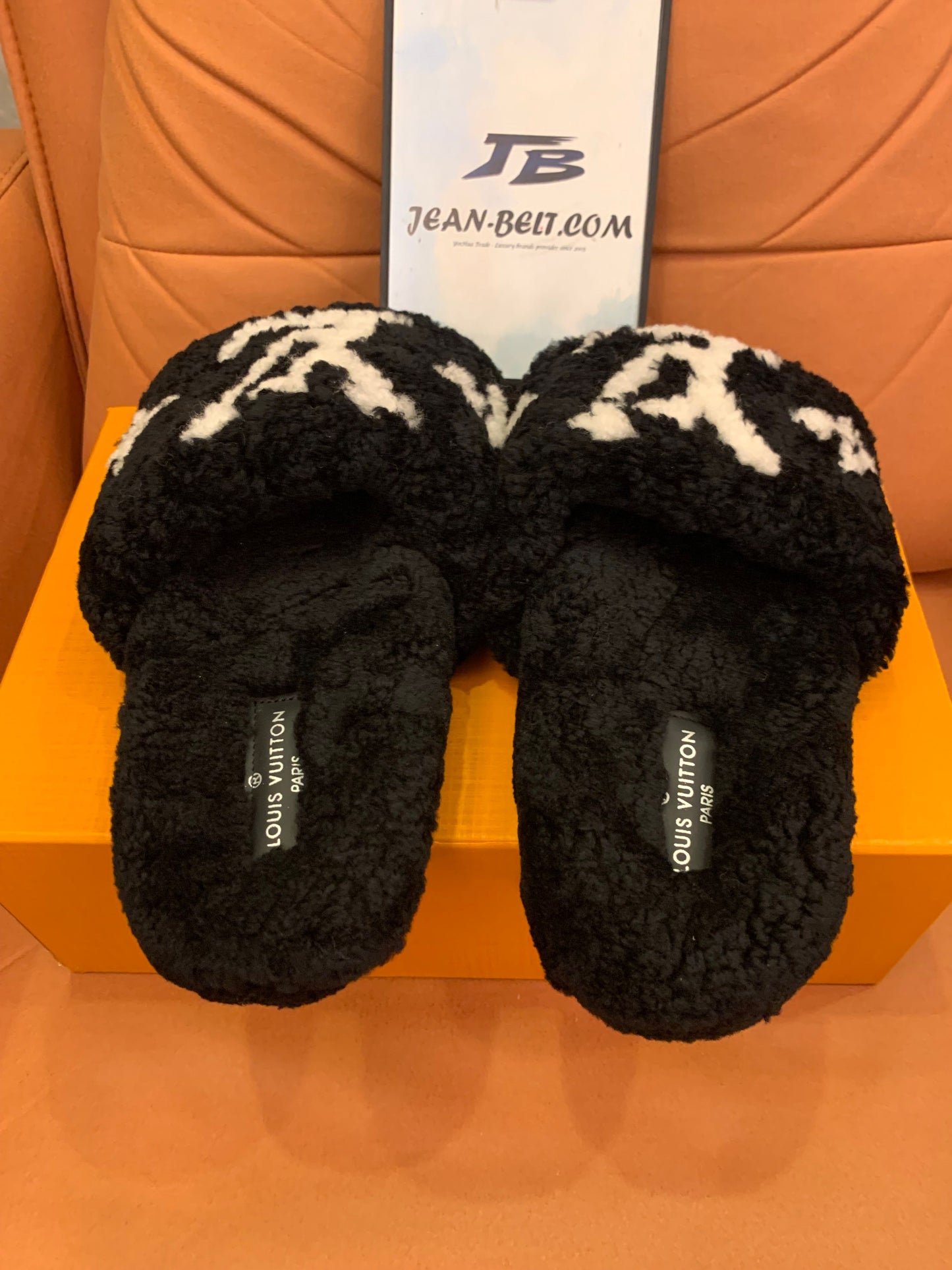 Louis Vuitton fuzzy slides