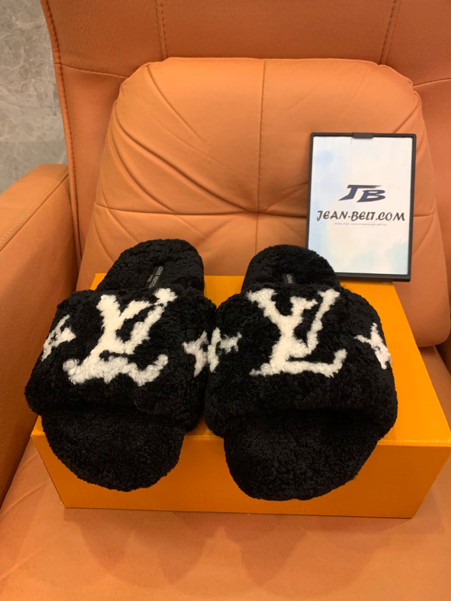 Louis Vuitton fuzzy slides