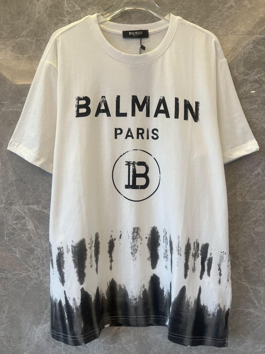 Balmain Paris logo tie-dye t-shirt