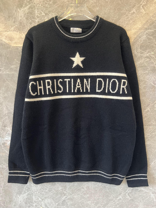 Christian Dior black knit sweater with star accent