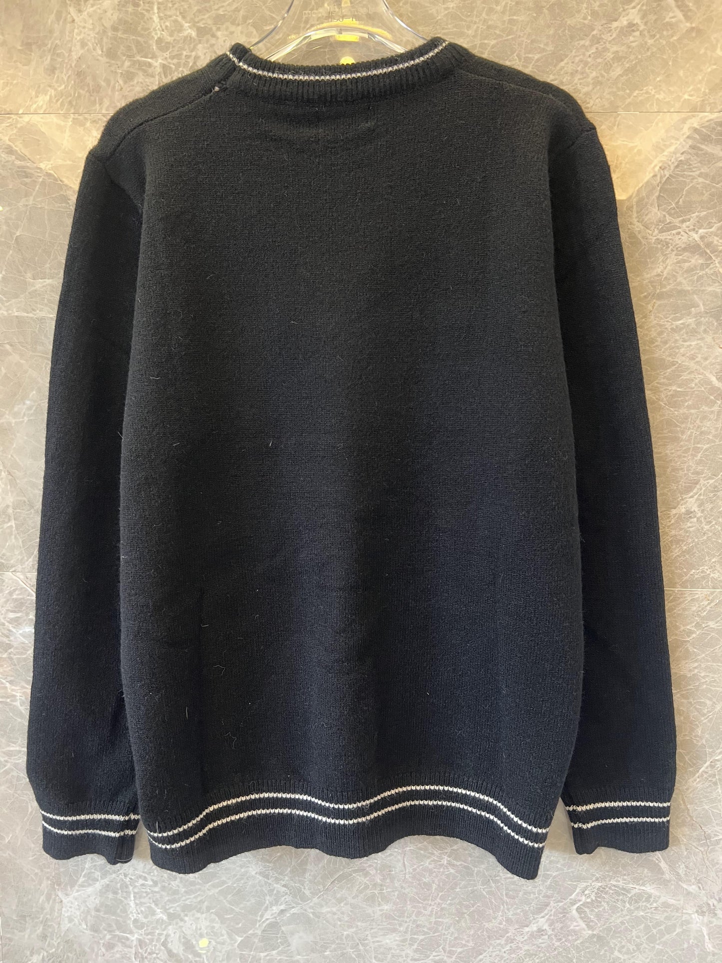 Christian Dior black knit sweater with star accent