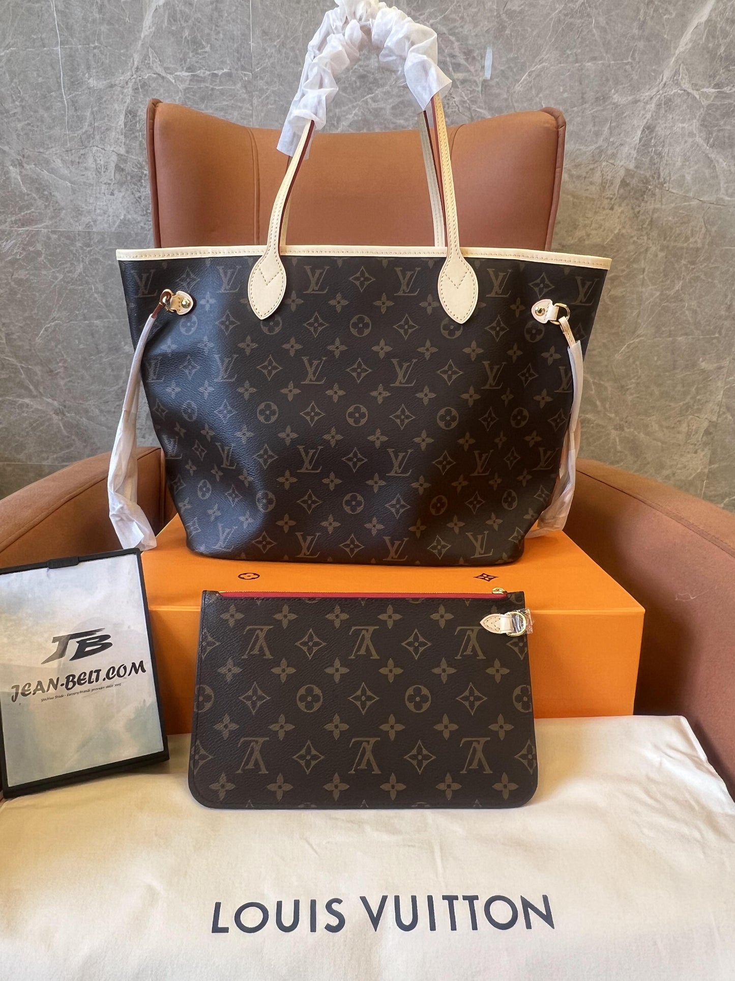 Louis Vuitton neverfull  real leather bag