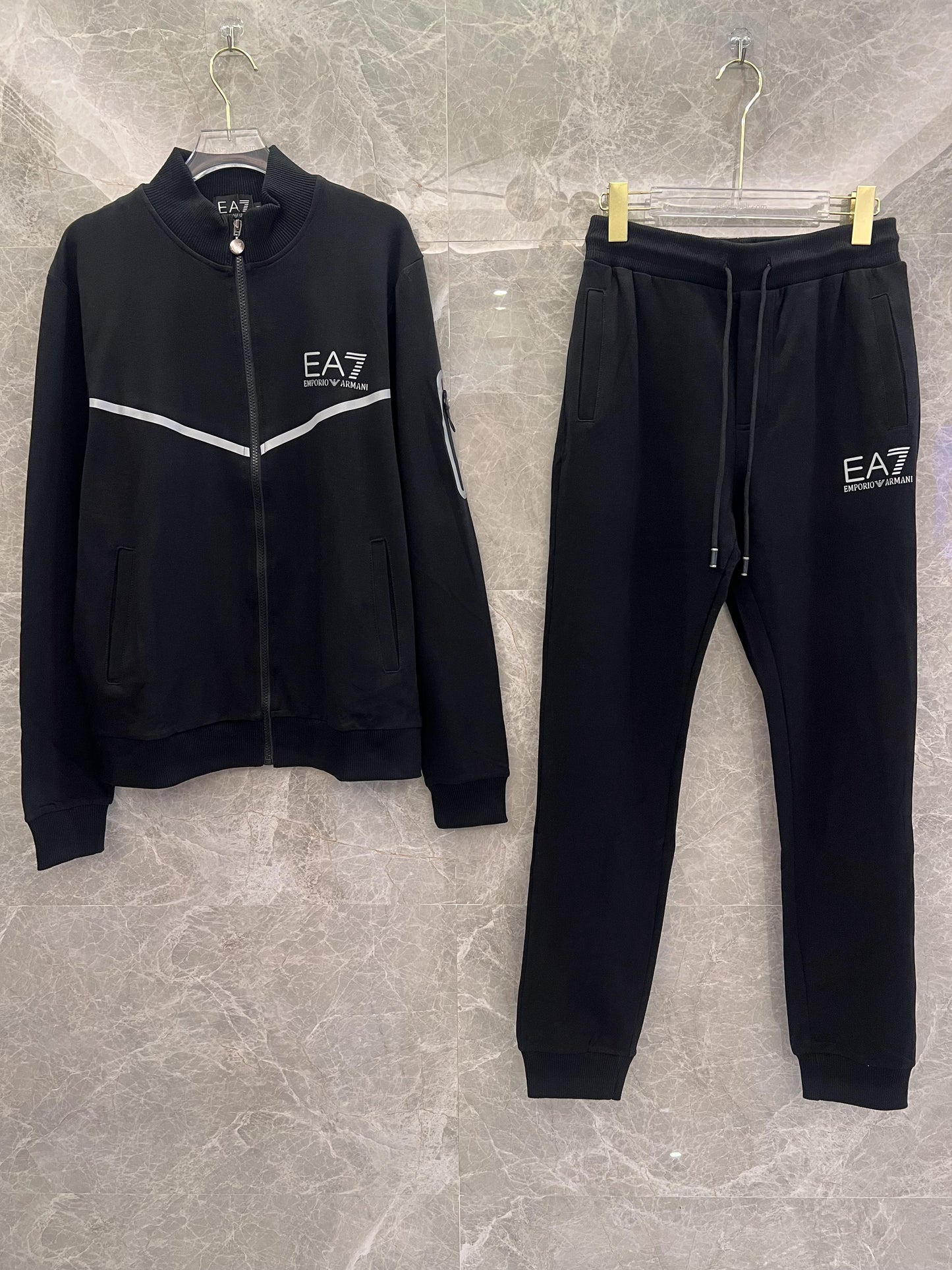 EA7 Emporio Armani black track suit with reflective details