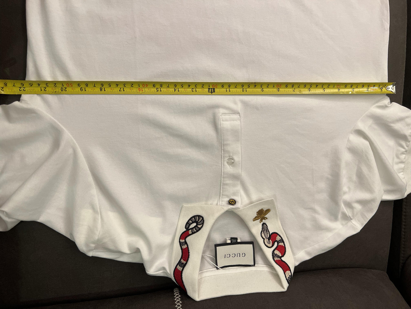 Gucci white polo shirt with snake embroidered collar