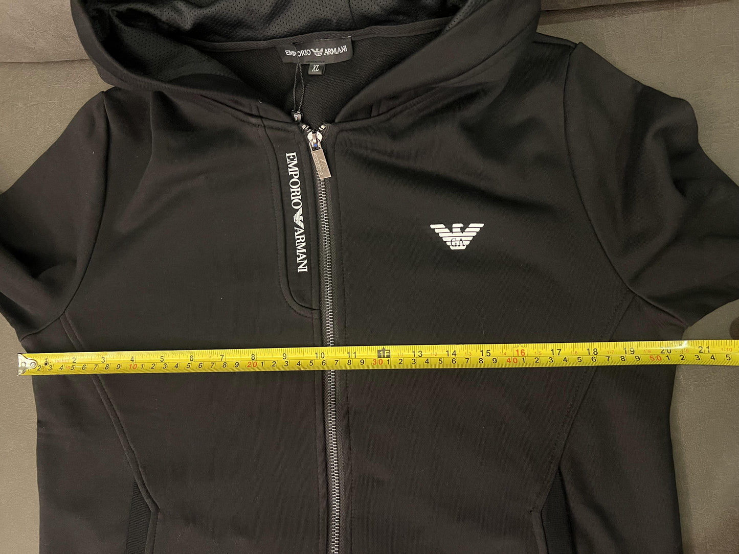 EA7 Emporio Armani black hooded track suit with logo details