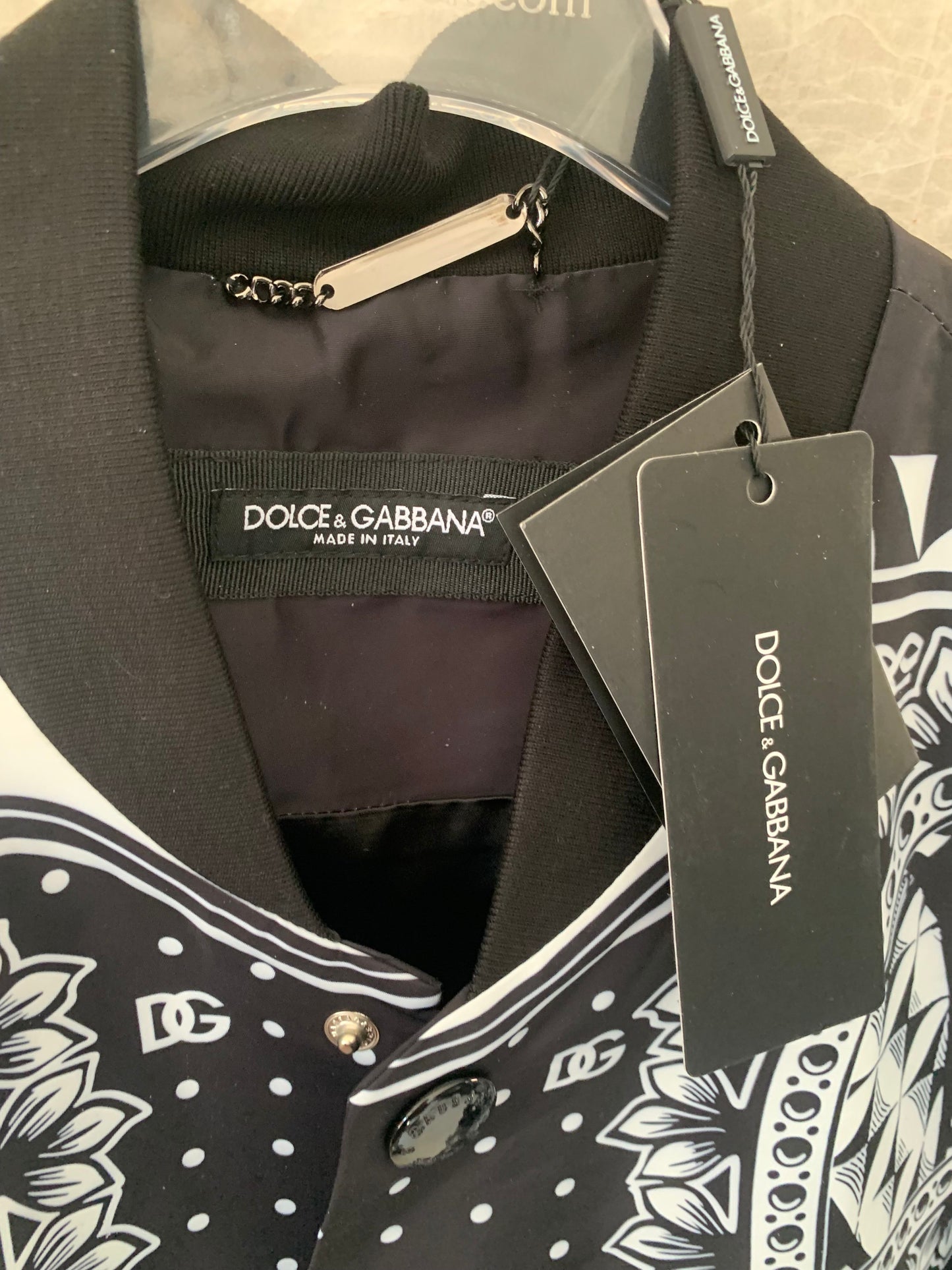 Dolce & Gabbana monochrome bandana print bomber jacket