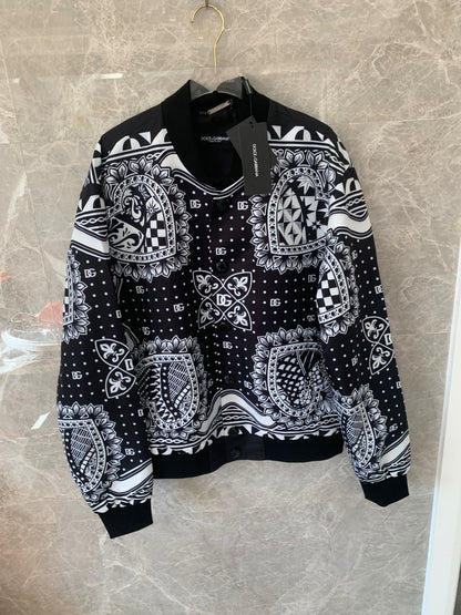 Dolce & Gabbana monochrome bandana print bomber jacket