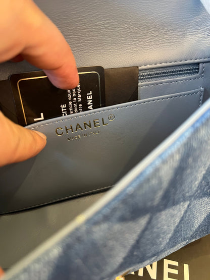 Chanel cf classic flap mini bag jean blue