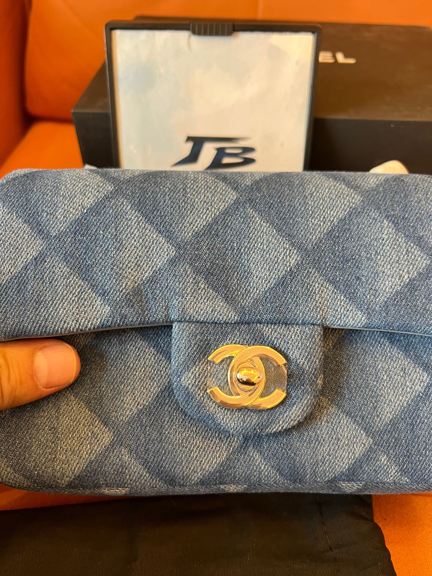 Chanel cf classic flap mini bag jean blue