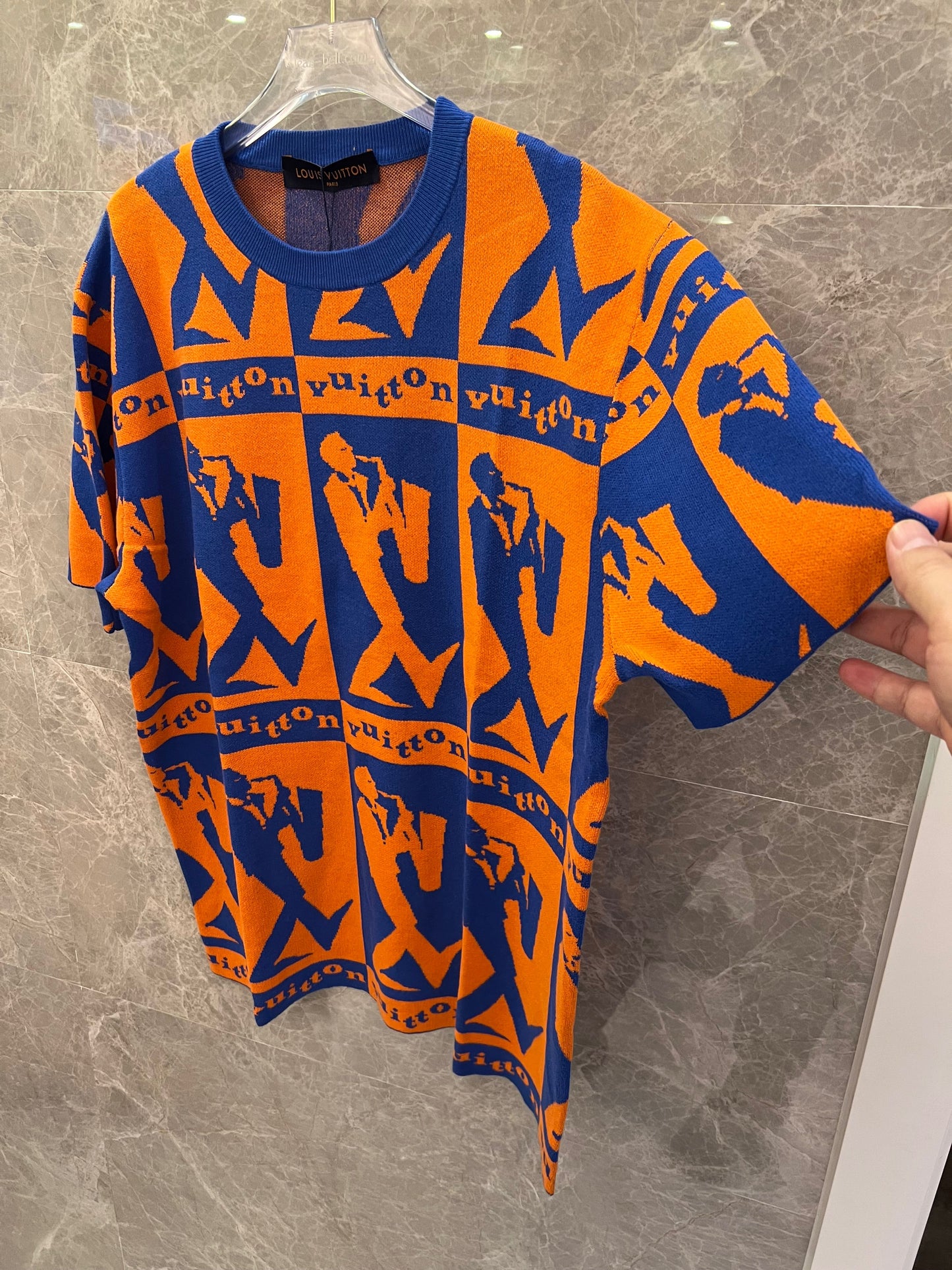 Louis Vuitton orange and blue jazz graphic t-shirt