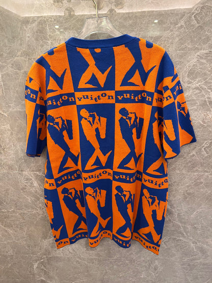 Louis Vuitton orange and blue jazz graphic t-shirt