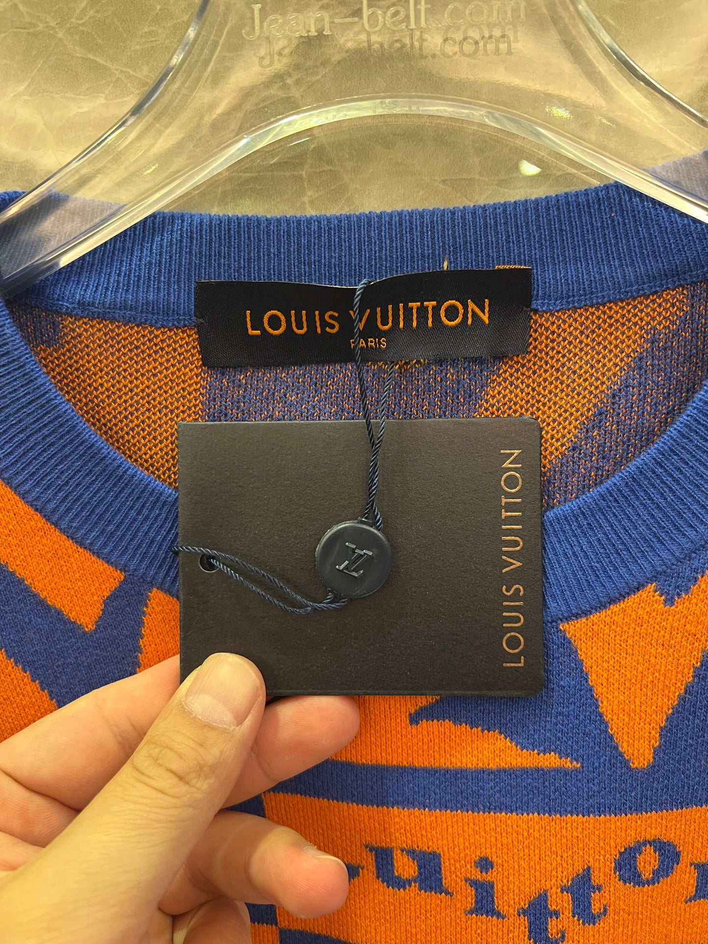 Louis Vuitton orange and blue jazz graphic t-shirt