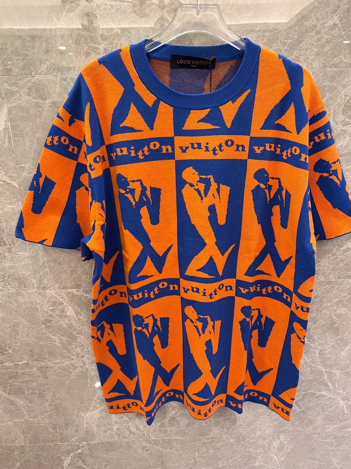 Louis Vuitton orange and blue jazz graphic t-shirt