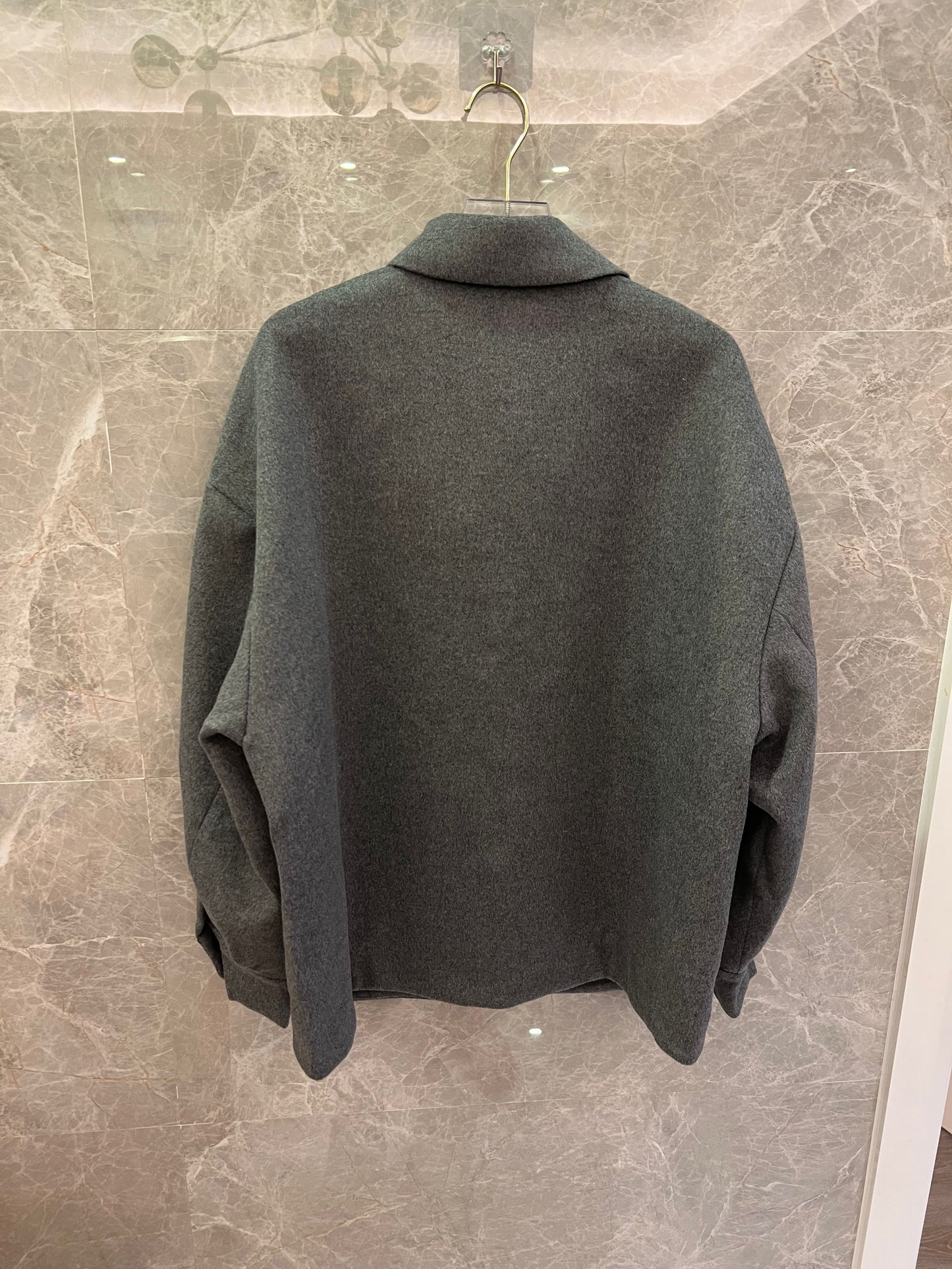 Prada grey wool overshirt with logo detail