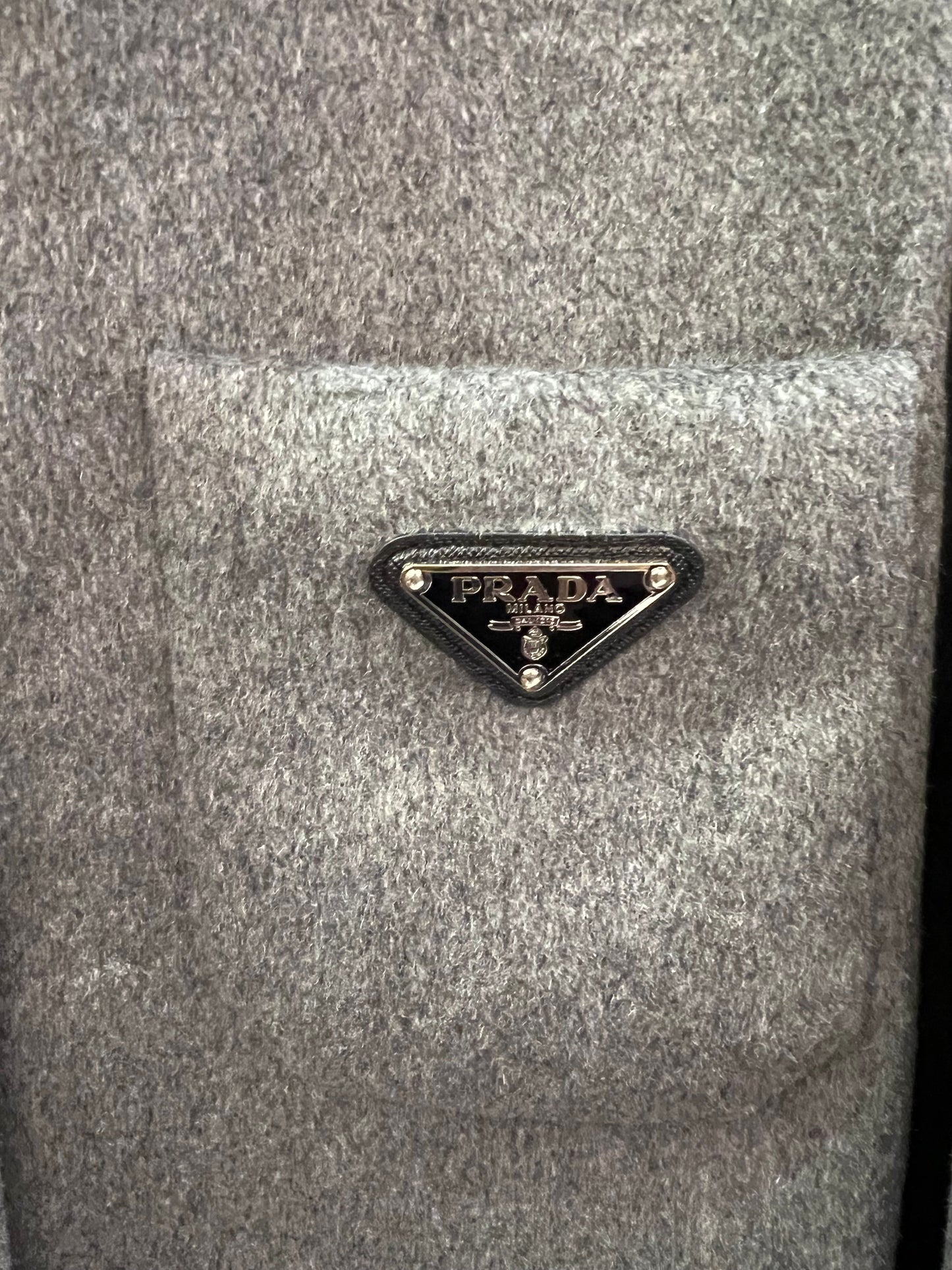 Prada grey wool overshirt with logo detail