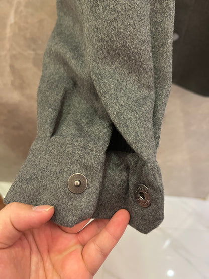 Prada grey wool overshirt with logo detail