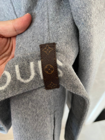 Louis Vuitton monogram grey wool hooded coat