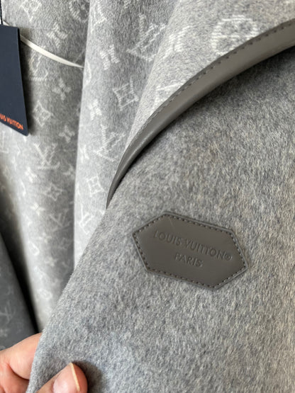 Louis Vuitton monogram grey wool hooded coat