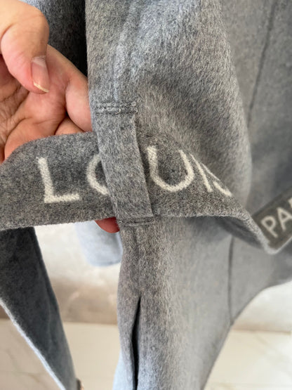 Louis Vuitton monogram grey wool hooded coat