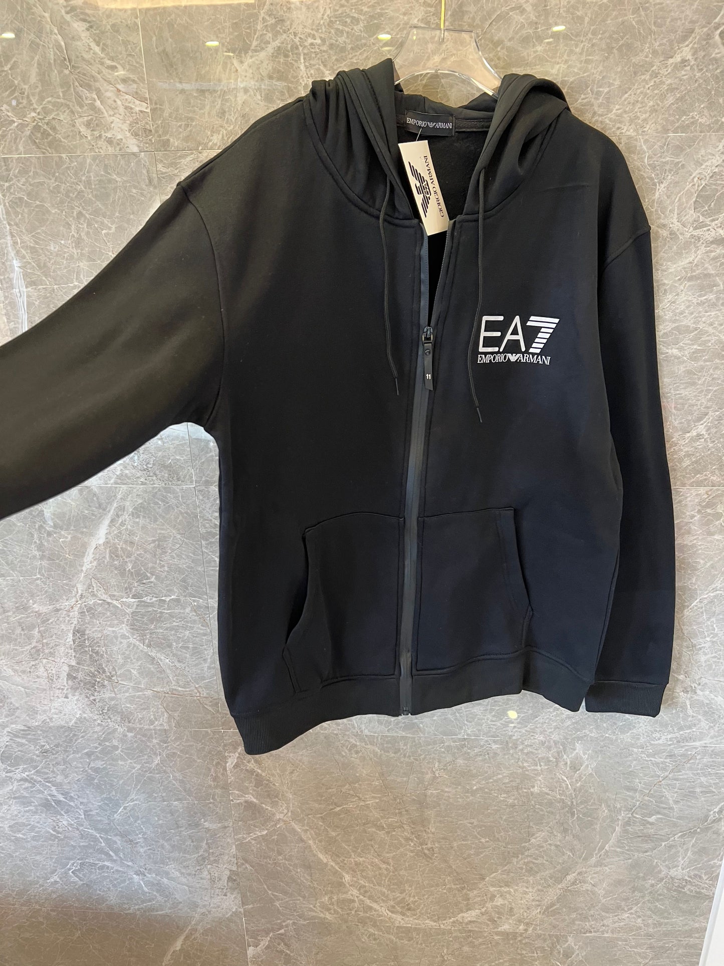 Emporio Armani EA7 black zip-up hoodie