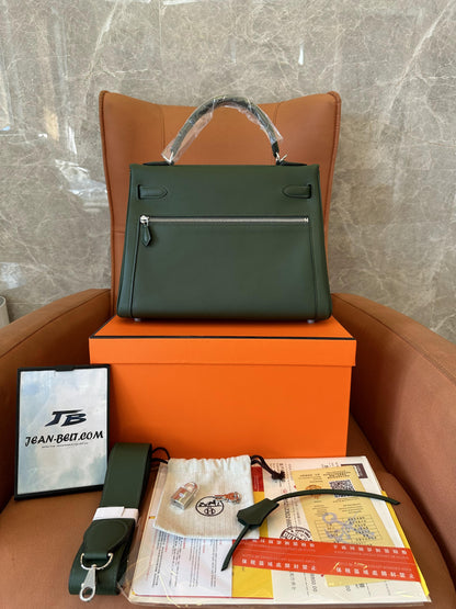 [Full Handmade]Hermes kelly lakis 28 swift handbag full handmade green