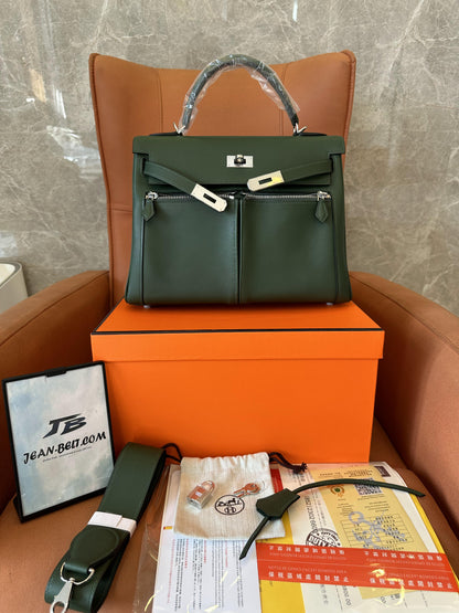 [Full Handmade]Hermes kelly lakis 28 swift handbag full handmade green