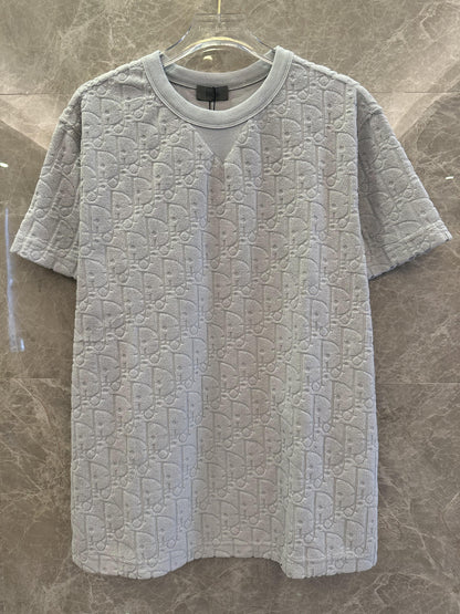 Dior monogram embossed terry t-shirt in light grey