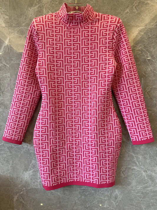 Givenchy pink monogram turtleneck dress