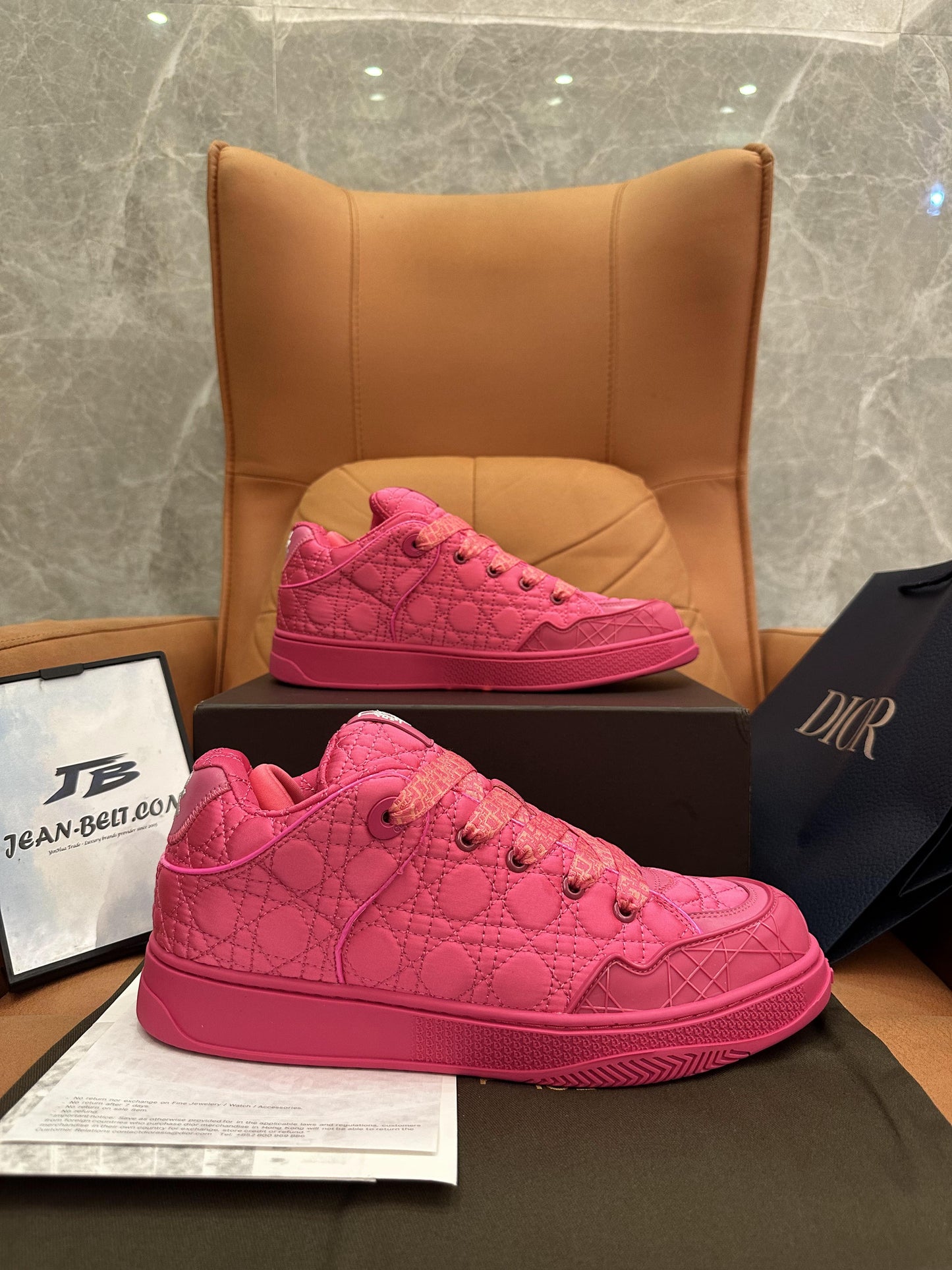 Dior BY ERL B9S skater sneaker, limited edition fuchsia kumo cannage satin