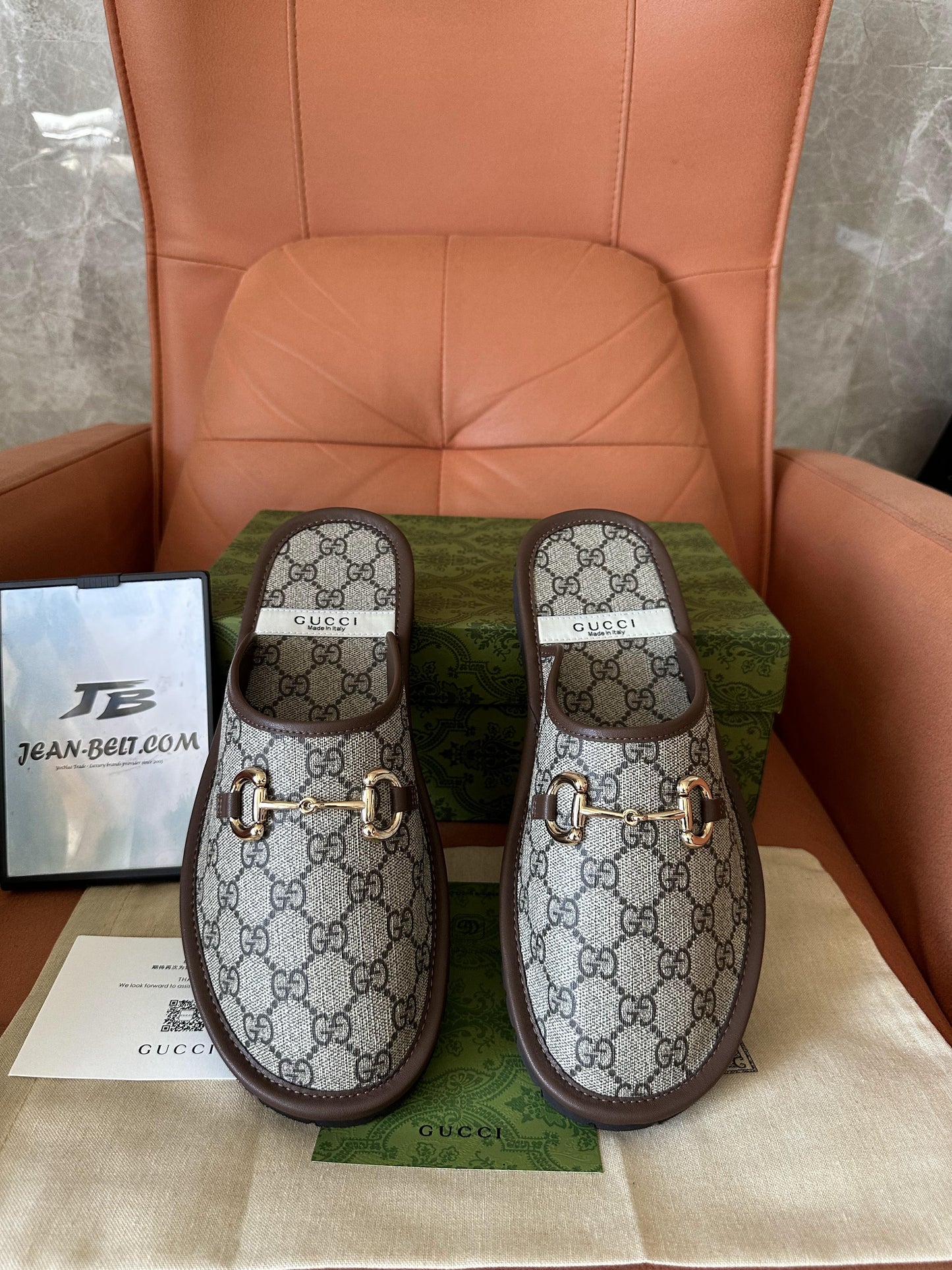 Gucci GG Supreme horsebit slippers