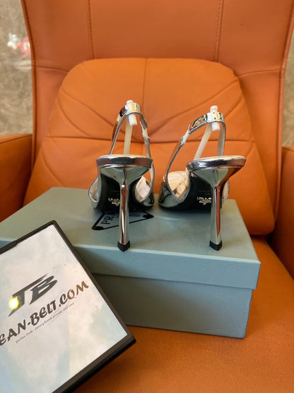 Prada metallic slingback pumps