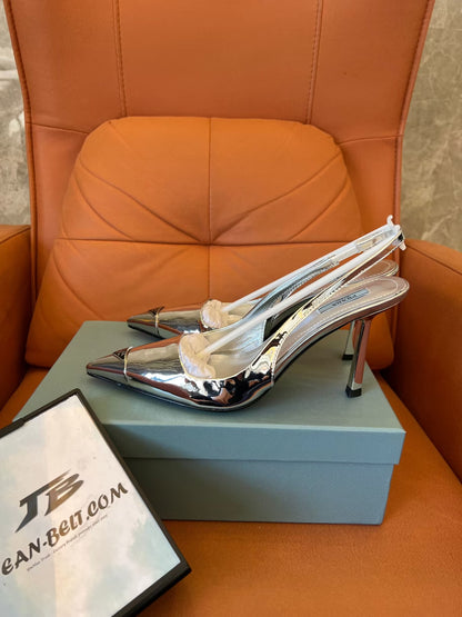 Prada metallic slingback pumps