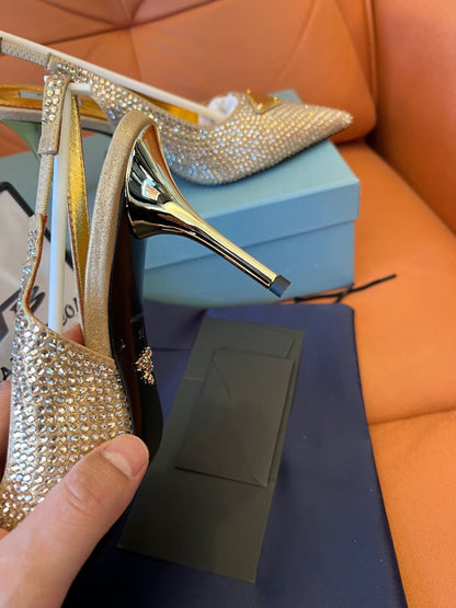 Prada metallic slingback pumps