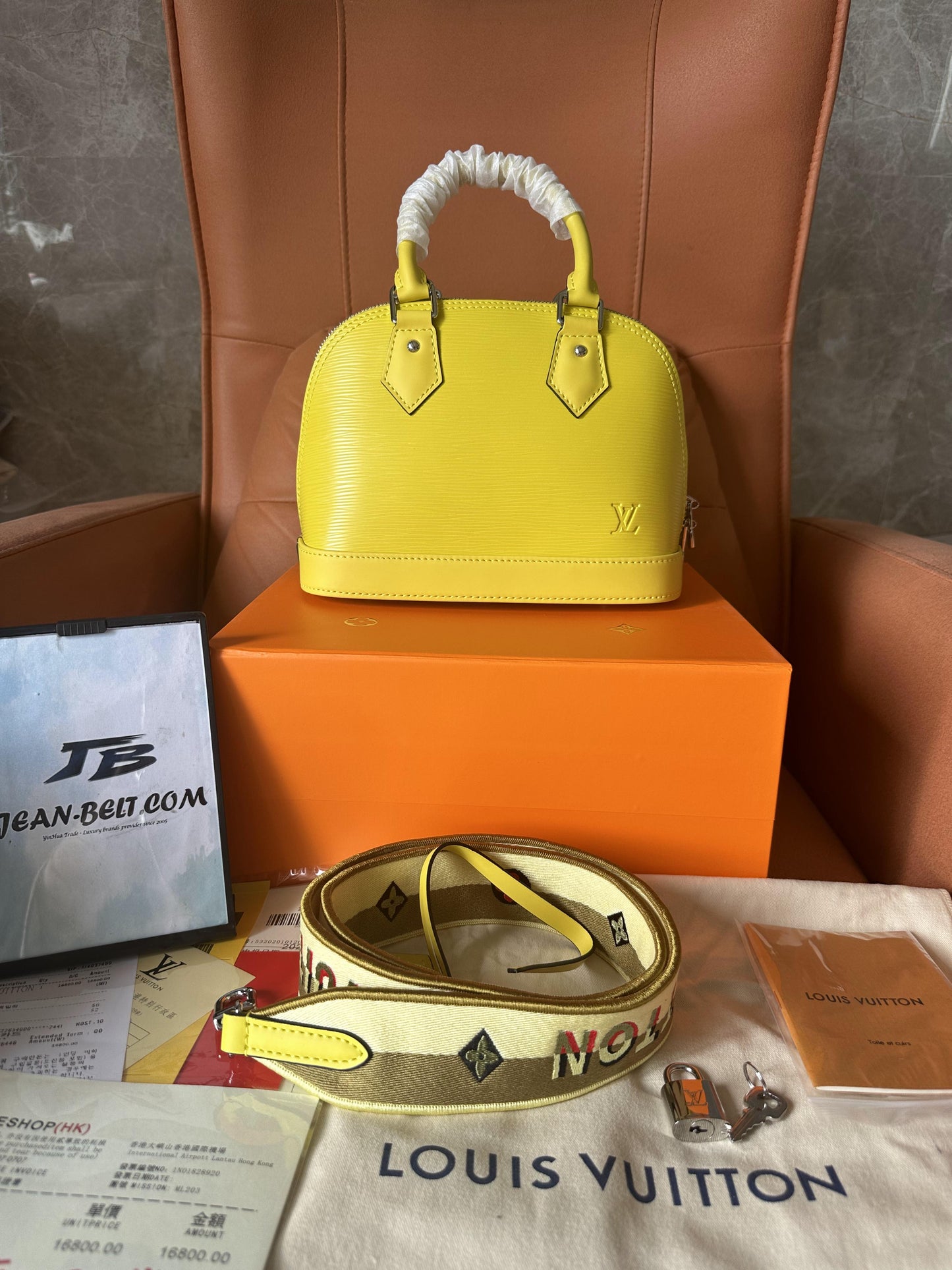 Louis Vuitton alma bb handbag m59217 neon yellow