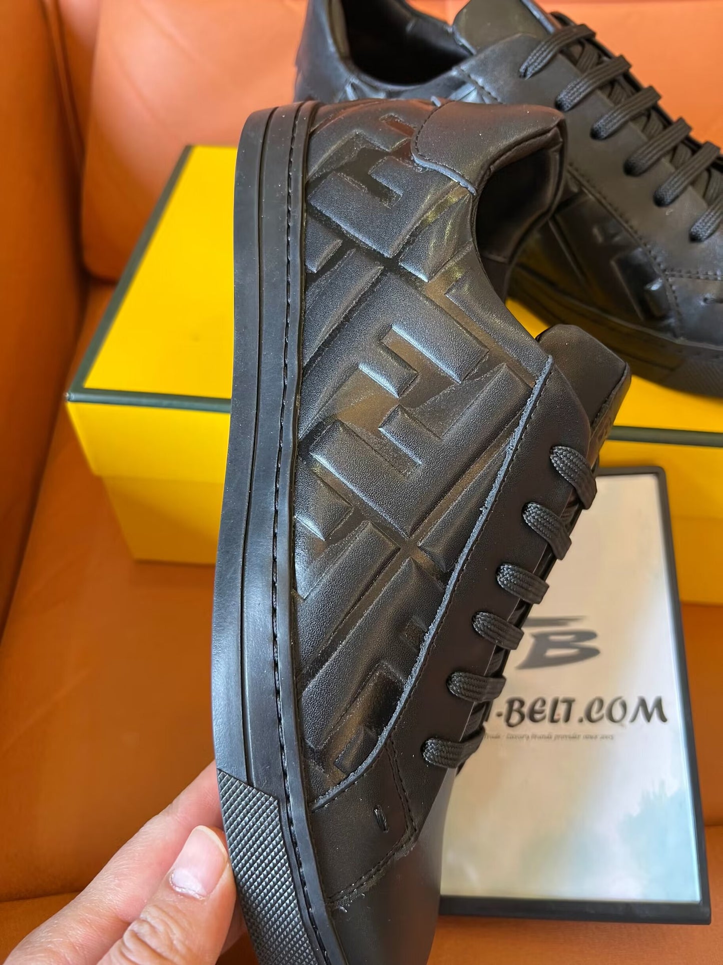 Fendi leather embossed sneakers