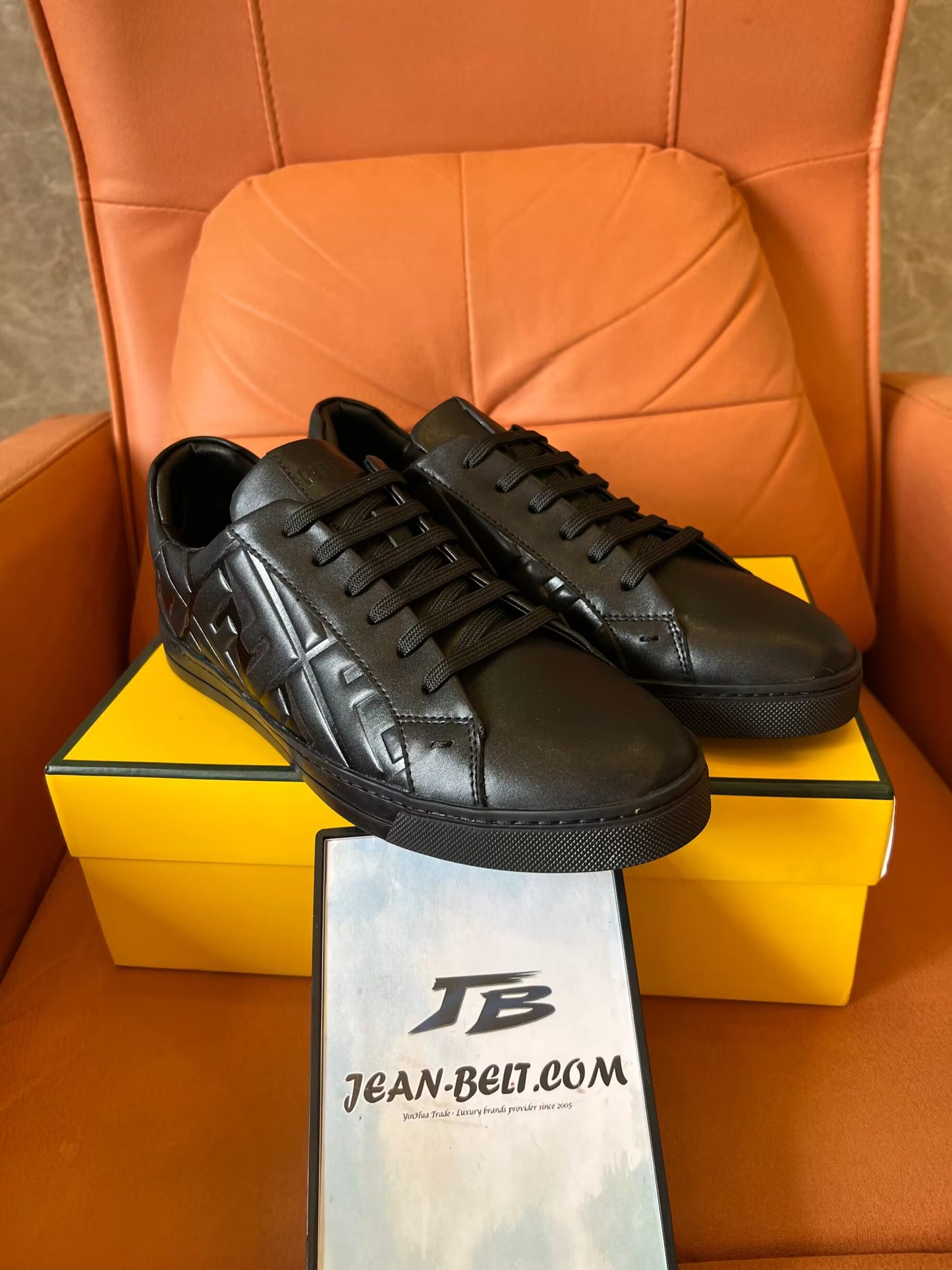 Fendi leather embossed sneakers