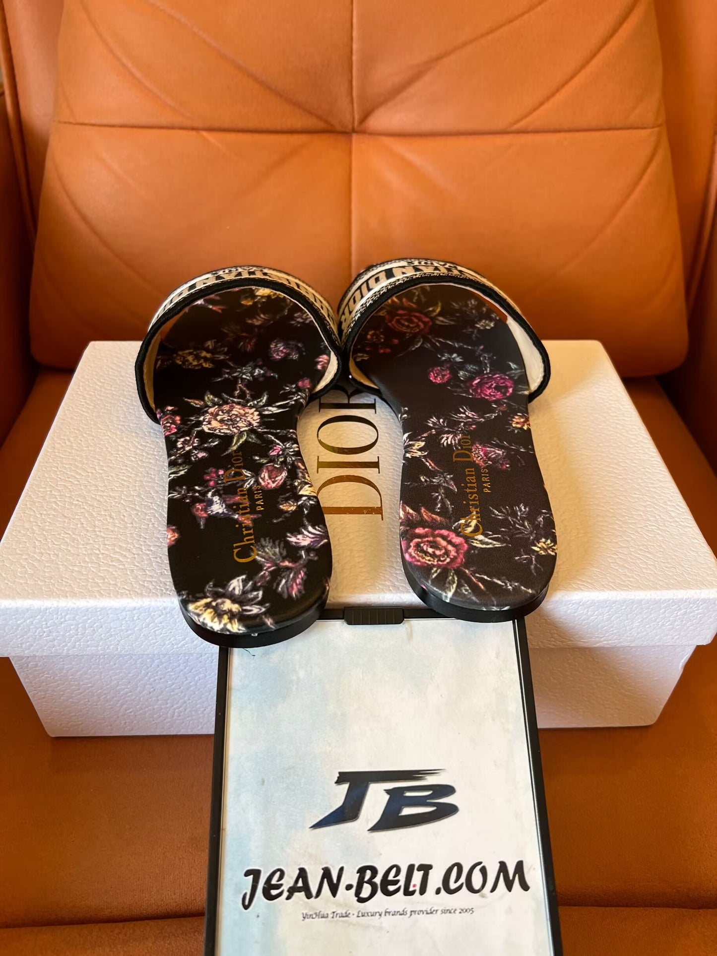 Christian Dior floral slide sandals