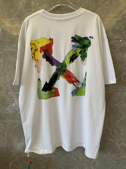 Off-White men’s abstract colorful brushstroke logo t-shirt in white