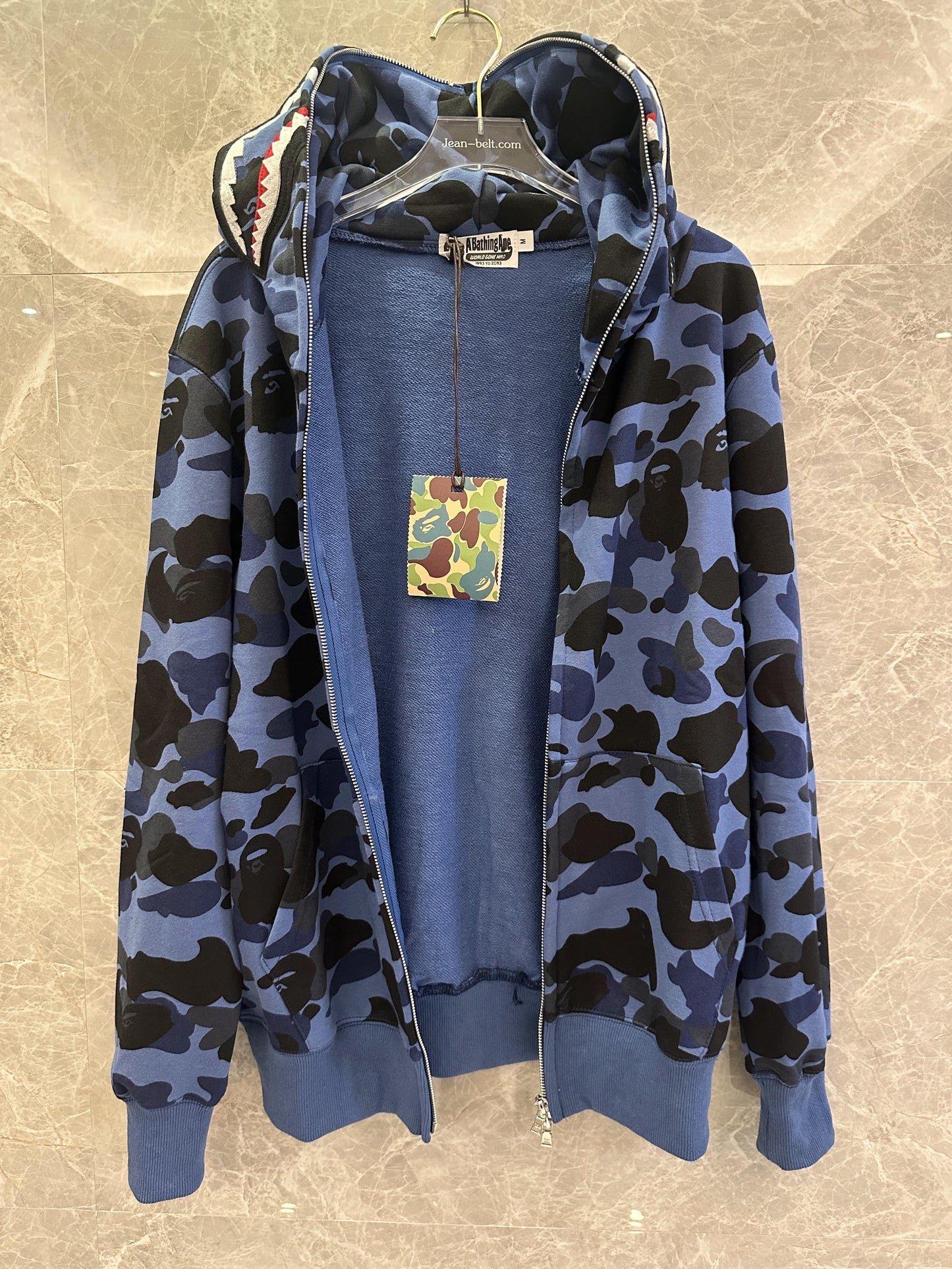 BAPE shark hoodie blue camo full zip