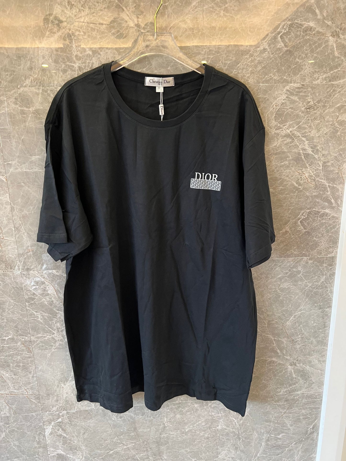 Christian Dior Oversized black t-shirt with Dior logo embroidery